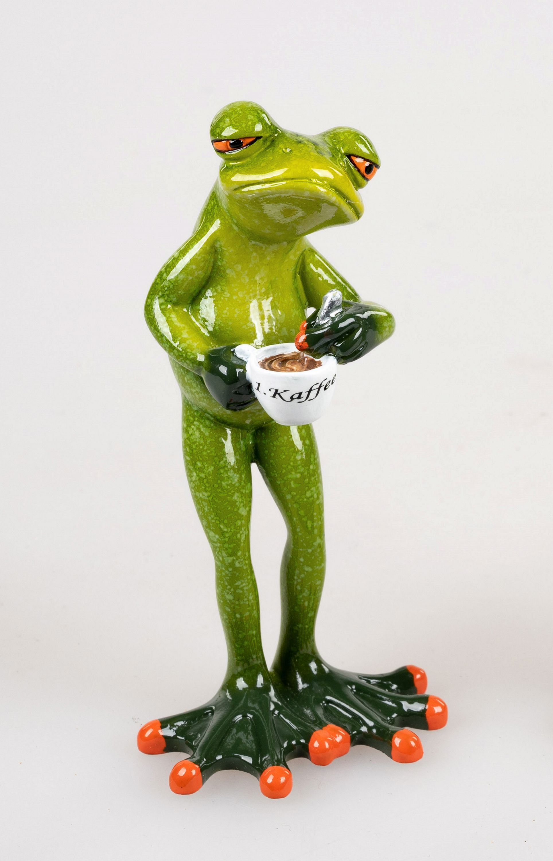 Frosch Mann mit Kaffee; ca. 15cm