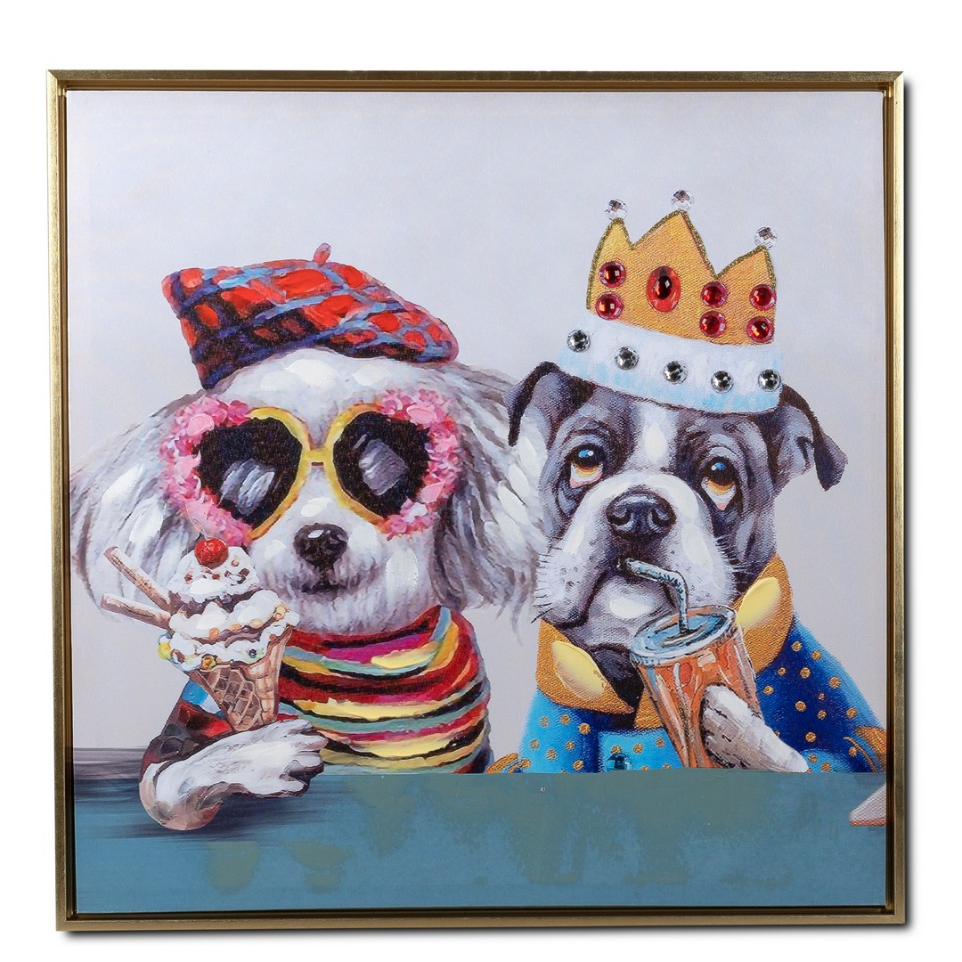 Wandbild 62x62 Hunde mit Krone 