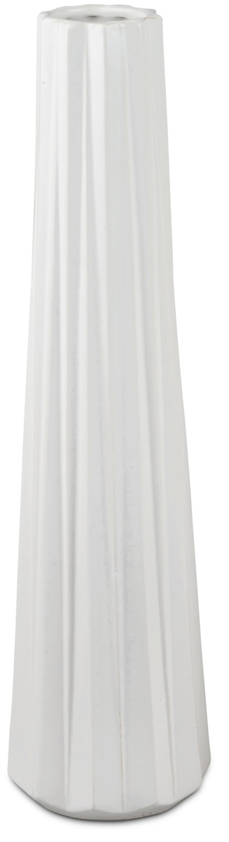 Elegante Bodenvase "Weiß" – 14x55cm, aus Keramik mit matter Glasur und Relief