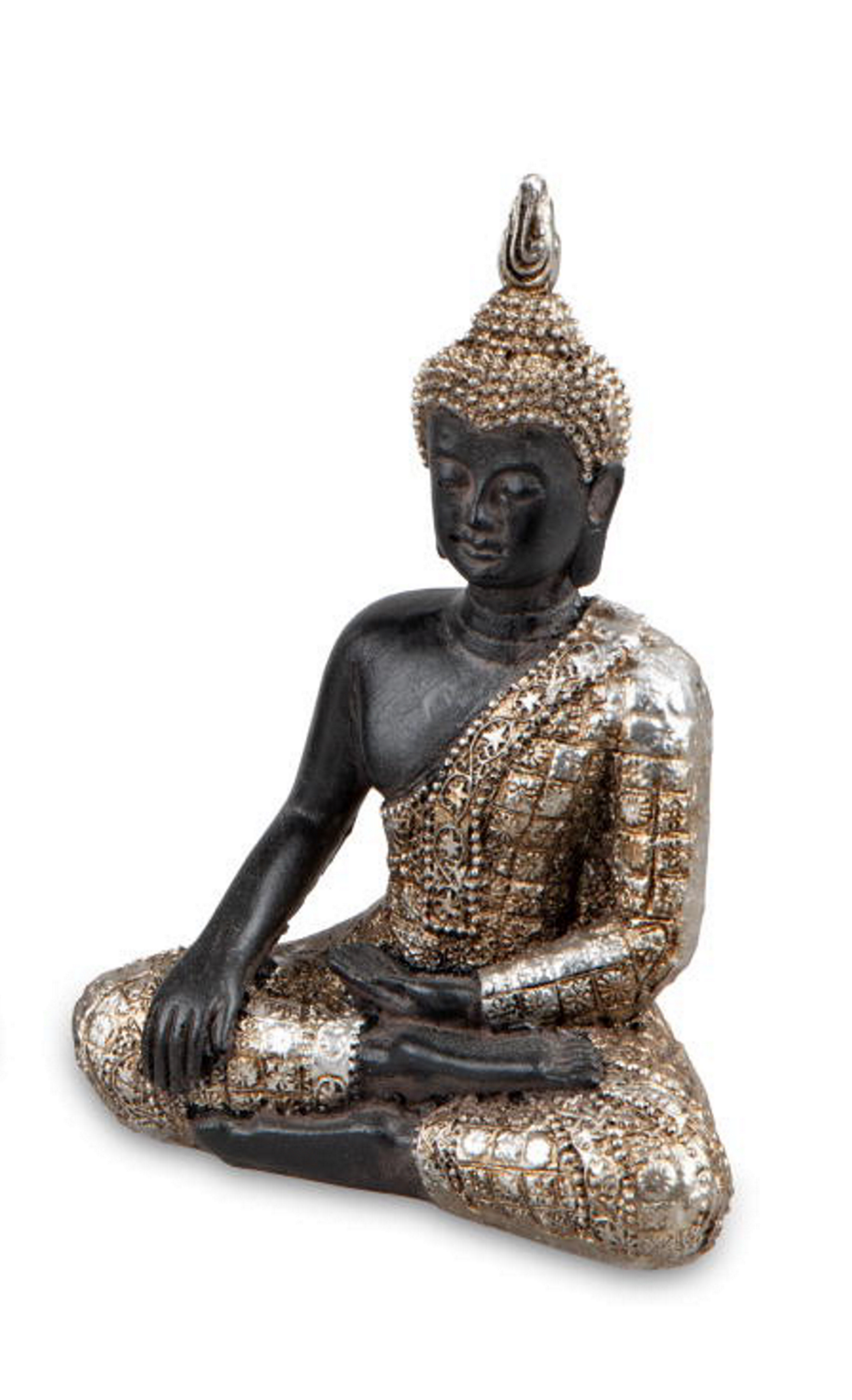 Buddha 13cm aus Kunststein schwarz-gold