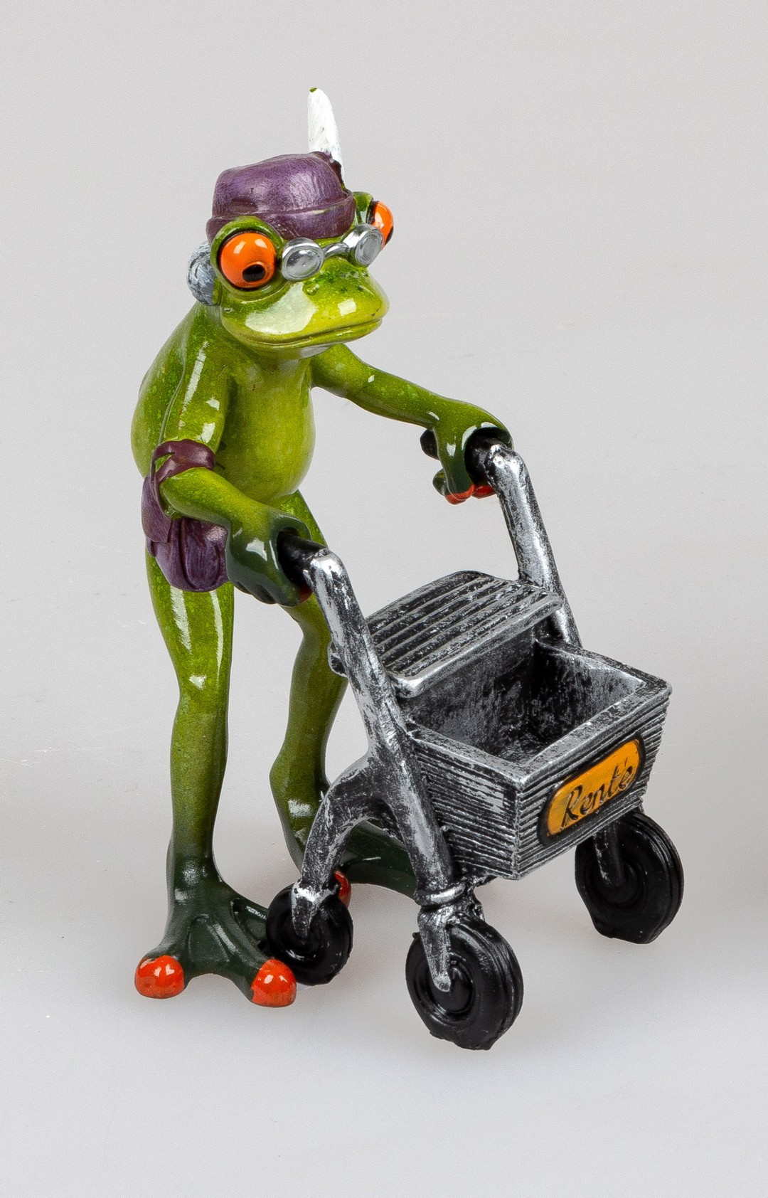 Frosch-Dekofigur „Oma mit Rollator“ – Witzige Geschenkidee, ca. 16 cm