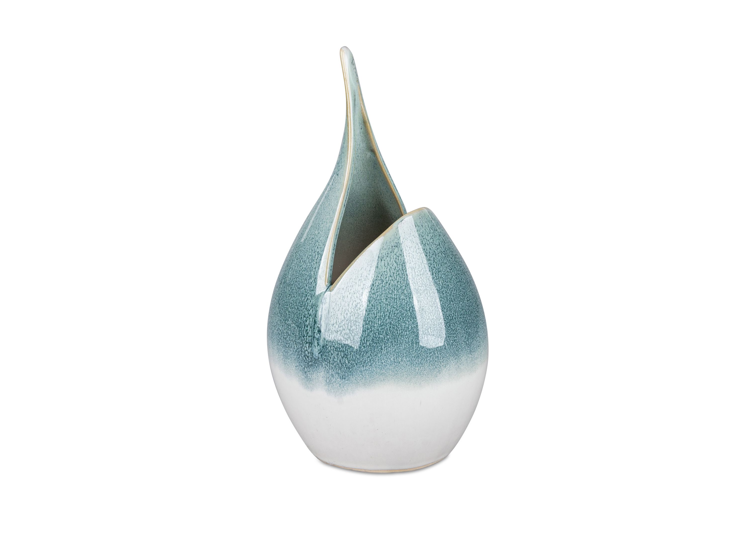 Handgefertigte Keramikvase mit mehrfarbiger Verlaufsglasur, 15x28cm