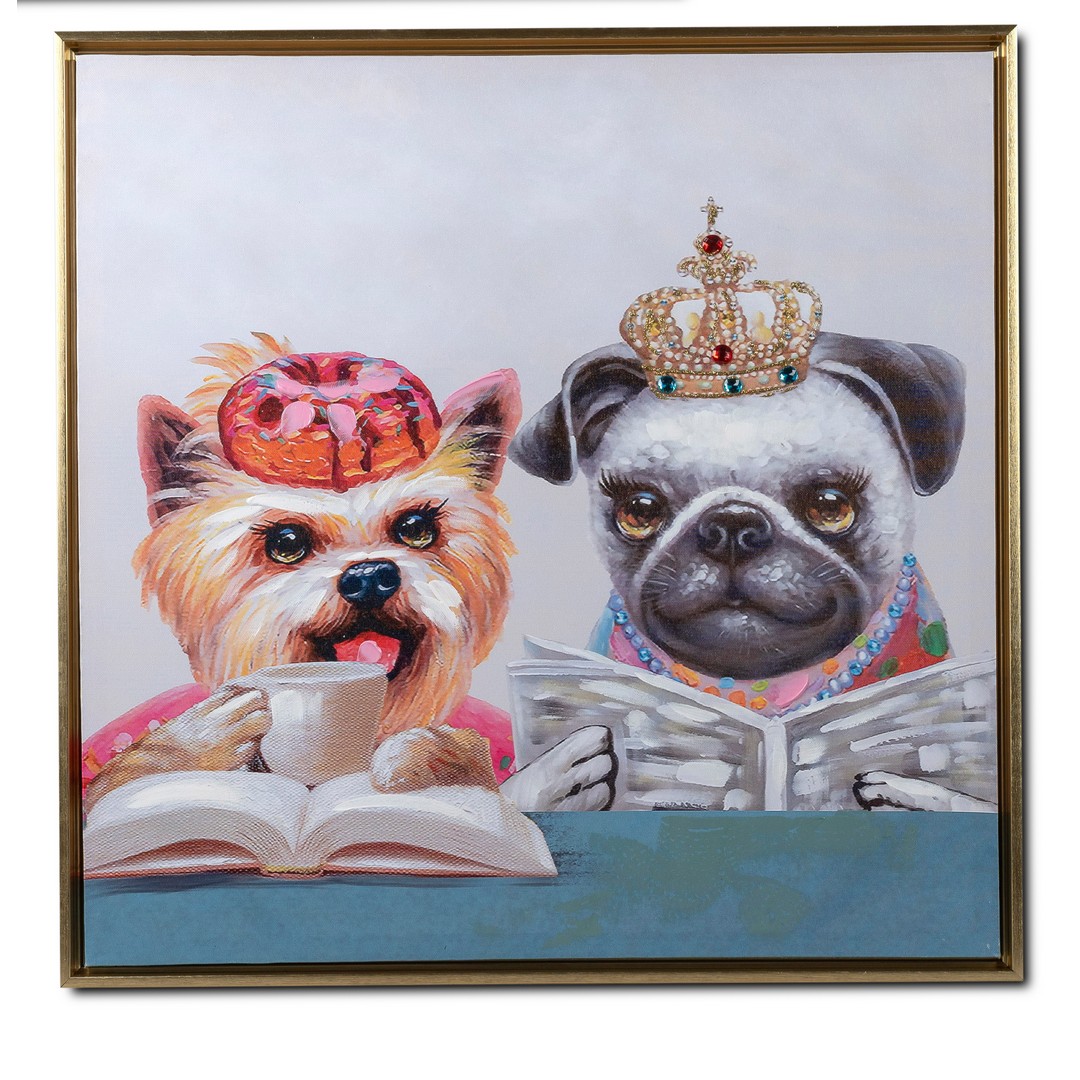 Wandbild 62x62 Hunde mit Krone 