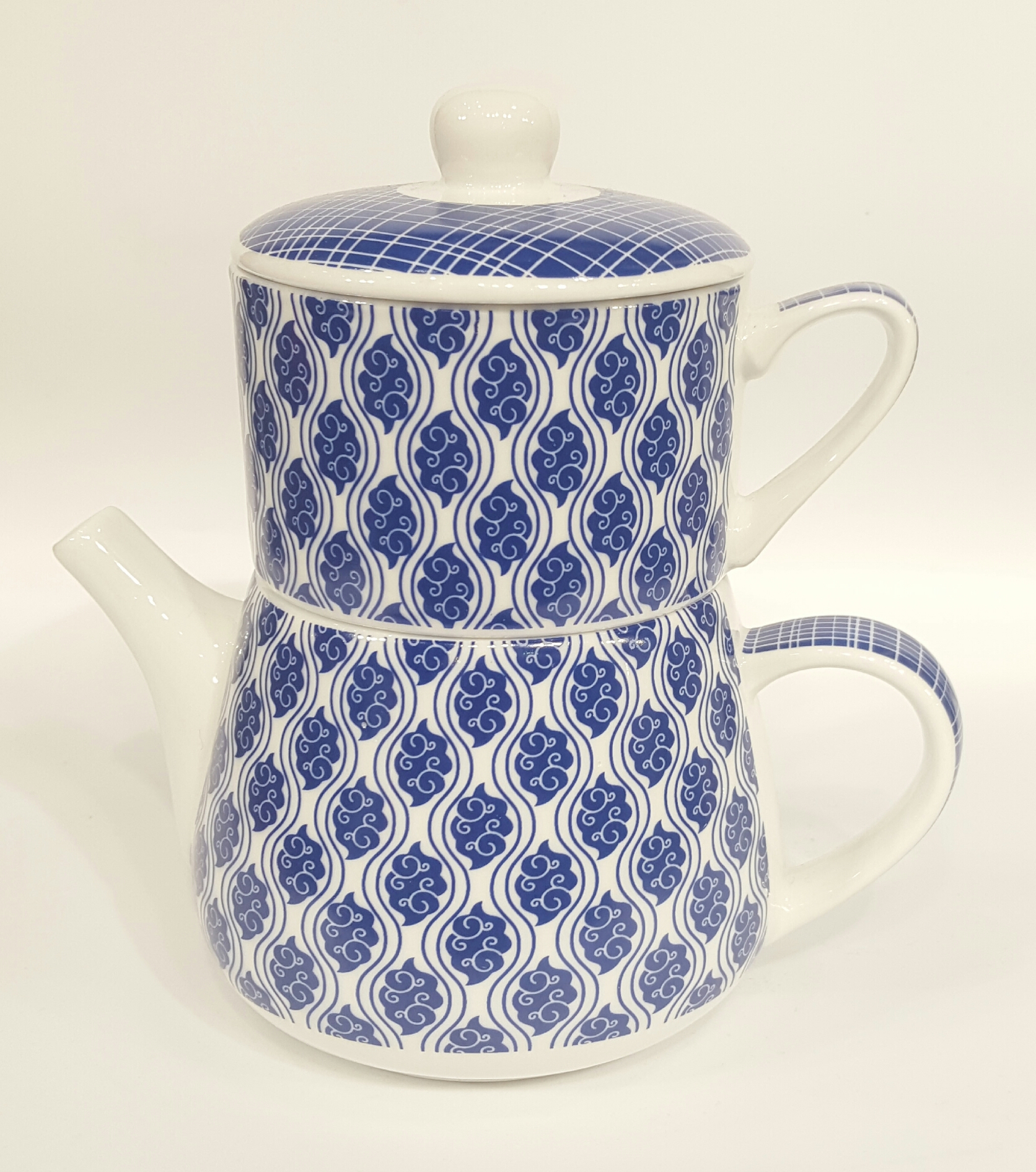 Tea for one "Nippon" Porzellan Paisley/Linien Blau