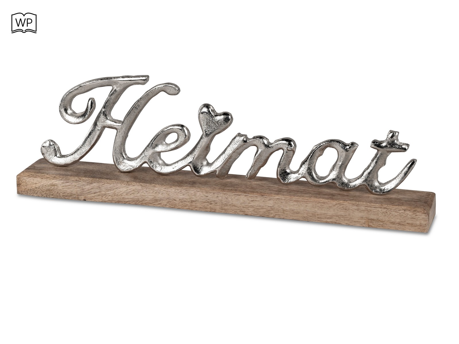 Schriftzug Heimat 40x12 Alu Mango-Holz