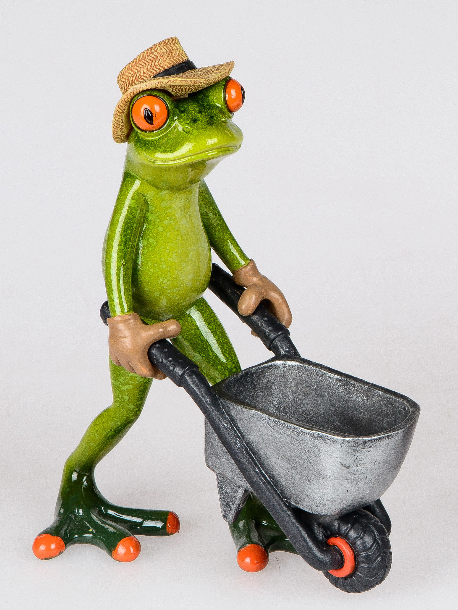Formano Dekofigur Frosch Gärtner mit Karre handbemalt