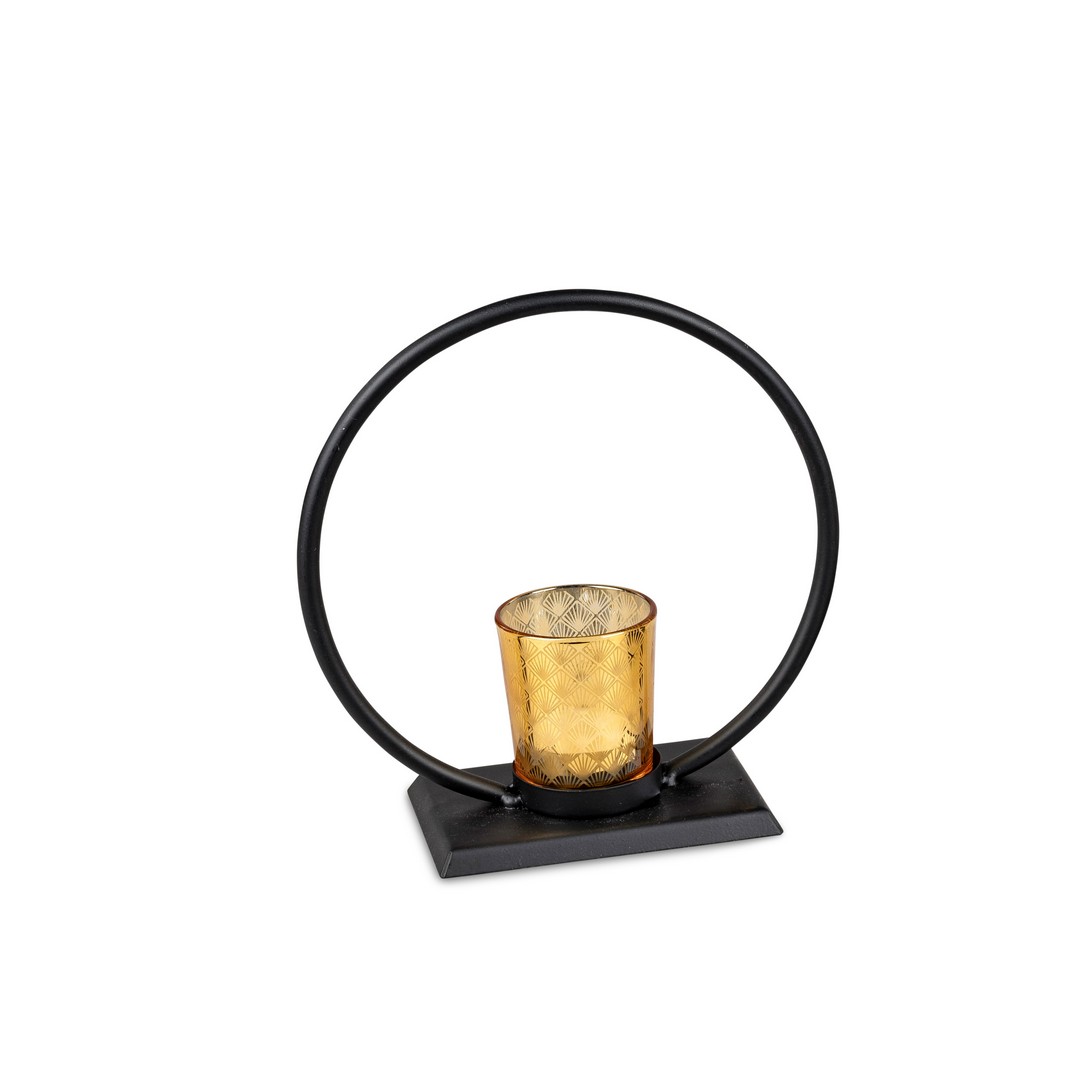 Leuchter Ring ca.20cm Metall schwarz-amber