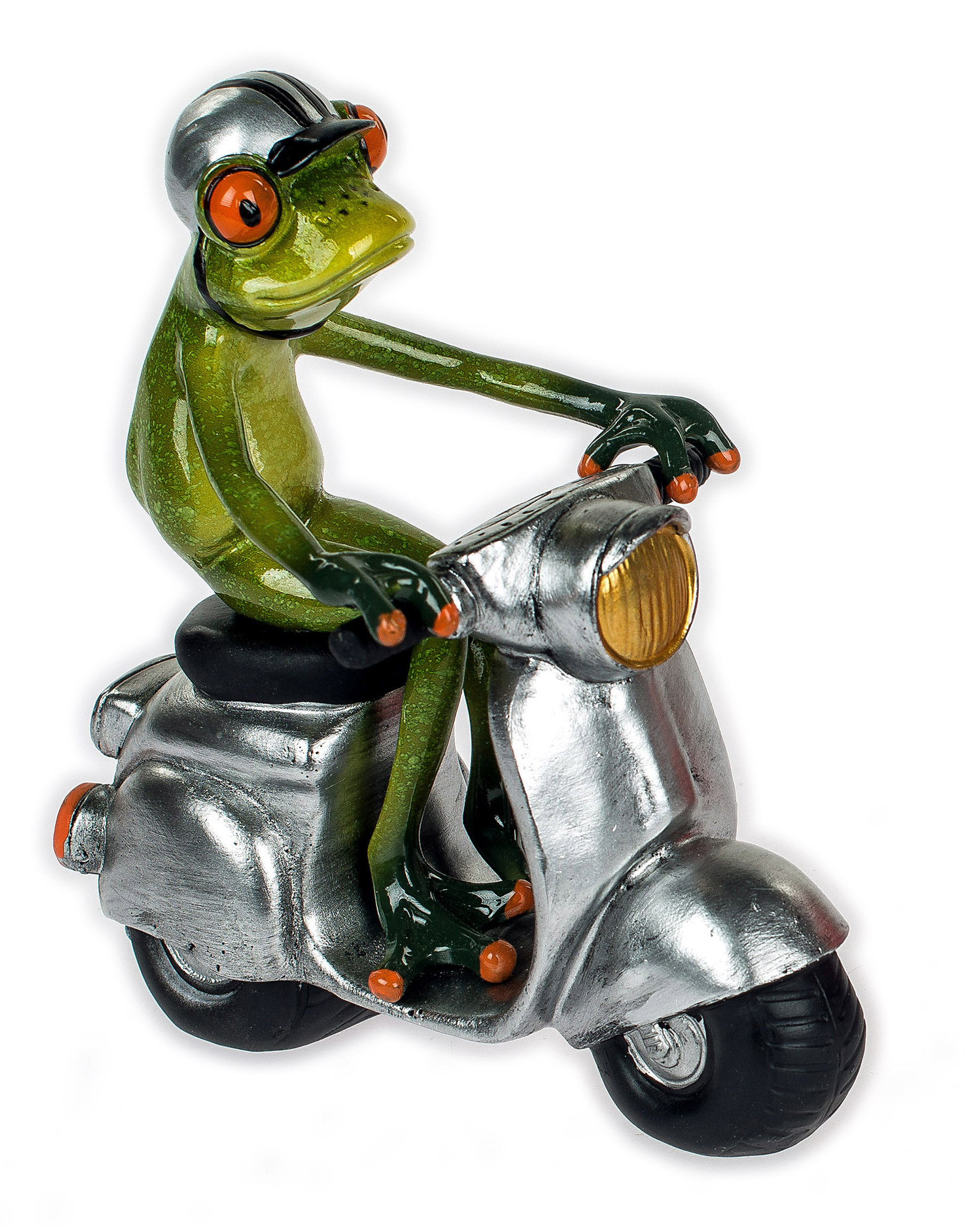 Formano Dekofigur Frosch auf Roller silber handbemalt
