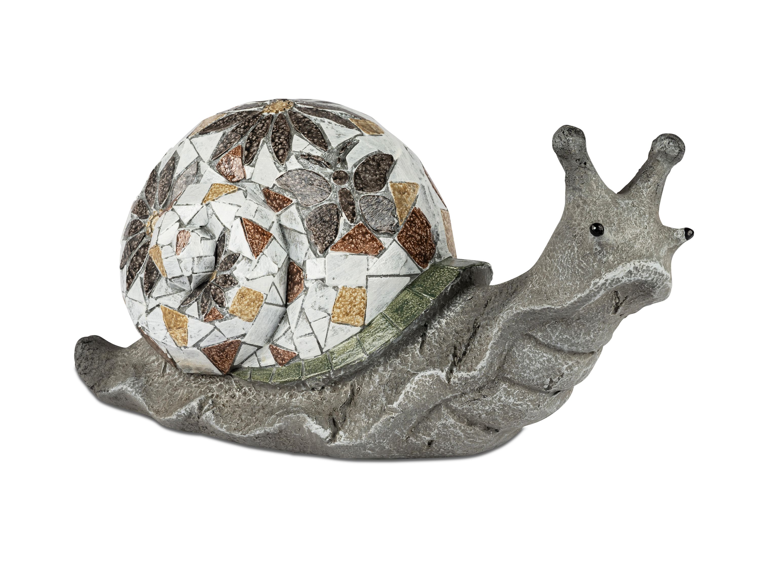 Deko-Schnecke 40x20cm aus Magnesia mit handbemaltem Blumen-Mosaik