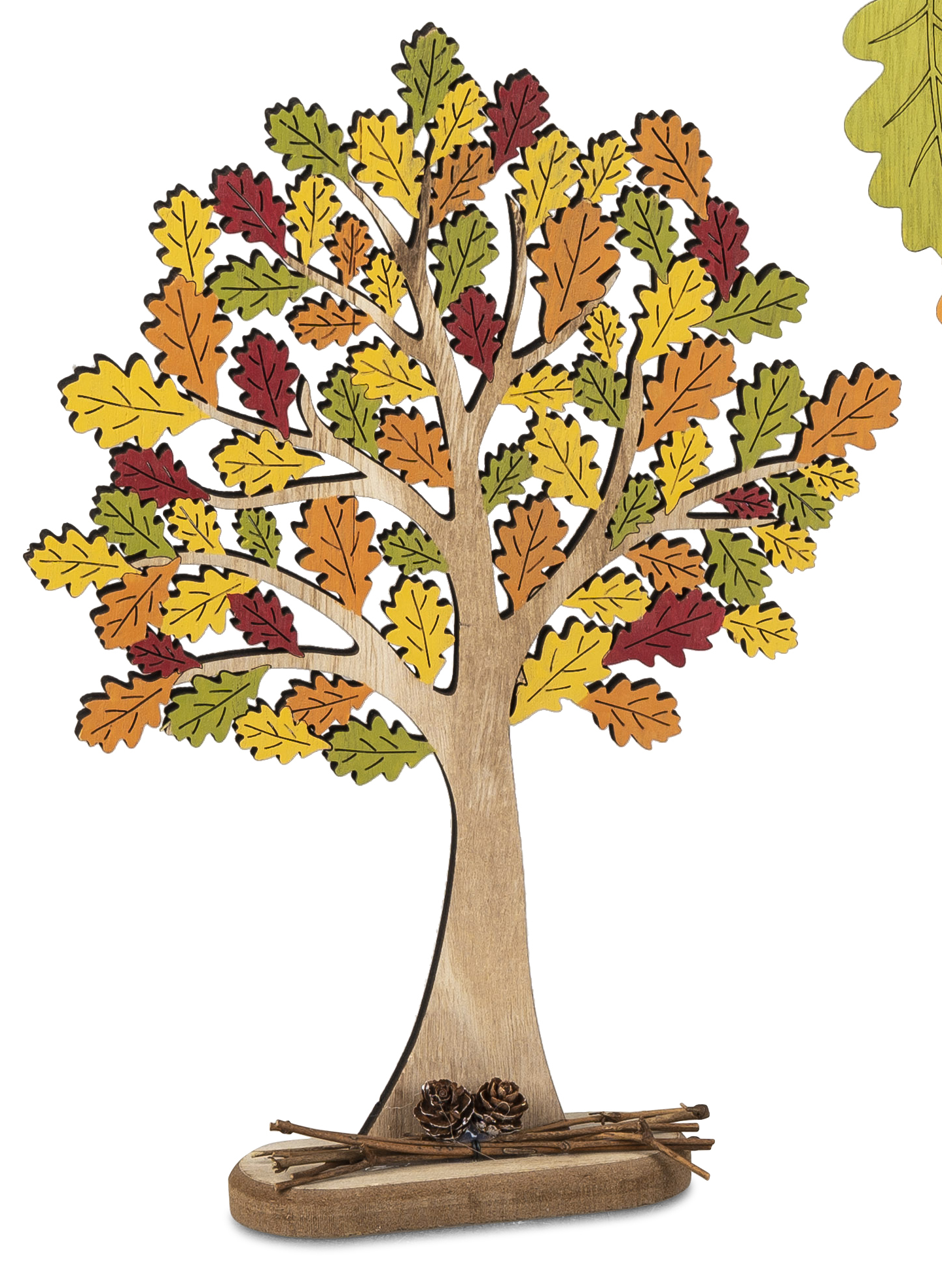 Handbemalter Deko-Baum aus Holz 30x46cm – Farbenfrohe Herbstdeko