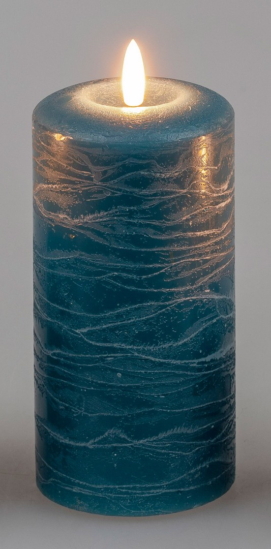 LED-Kerze 7x15cm Rustik - blau