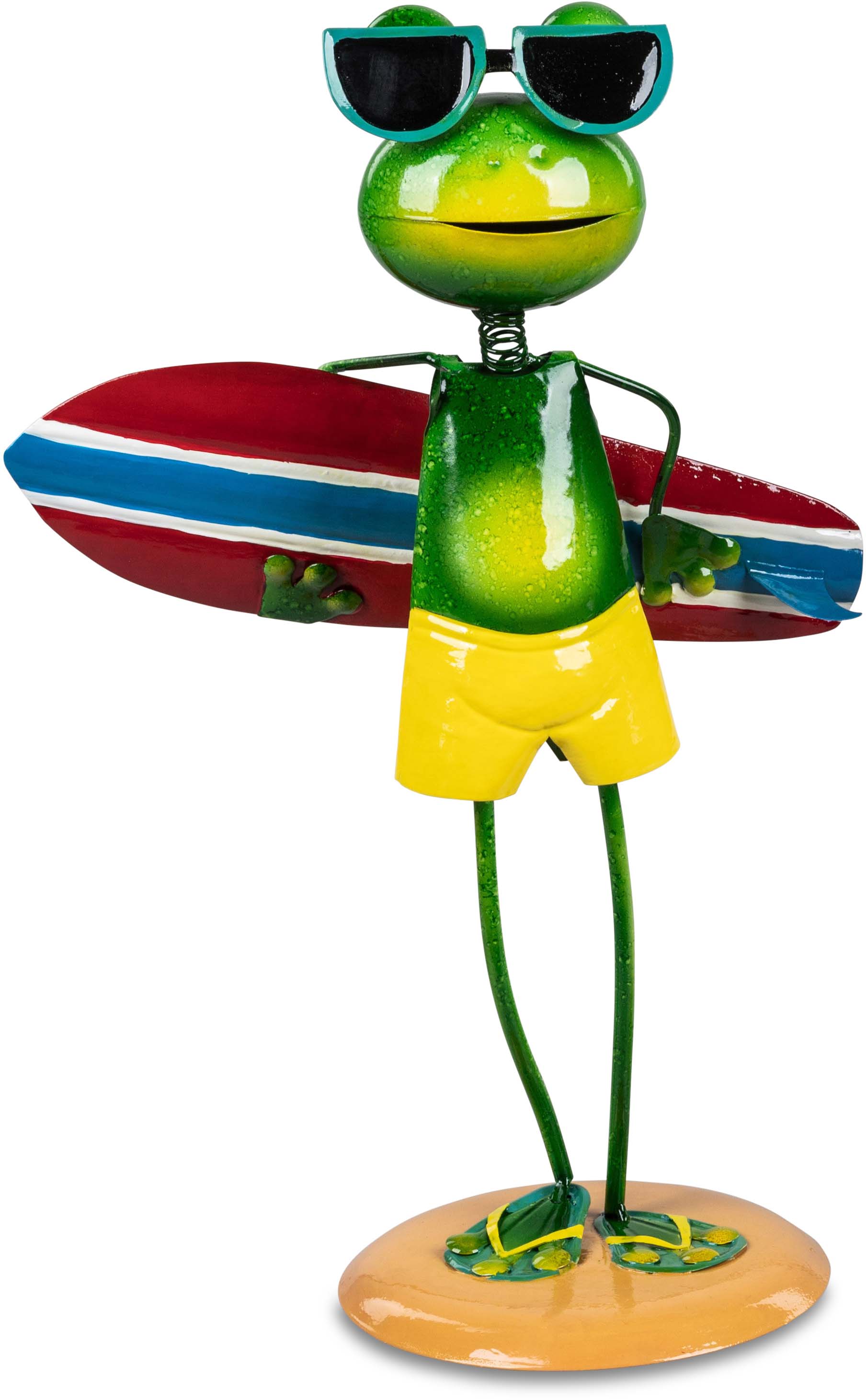 Gartenfigur "Frosch als Urlauber" 38cm aus Metall, handbemalt 555021B