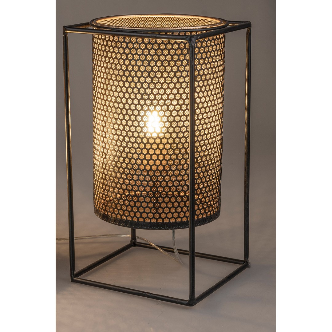 Lampe ca. 22x40cm Kreise schwarz-gold