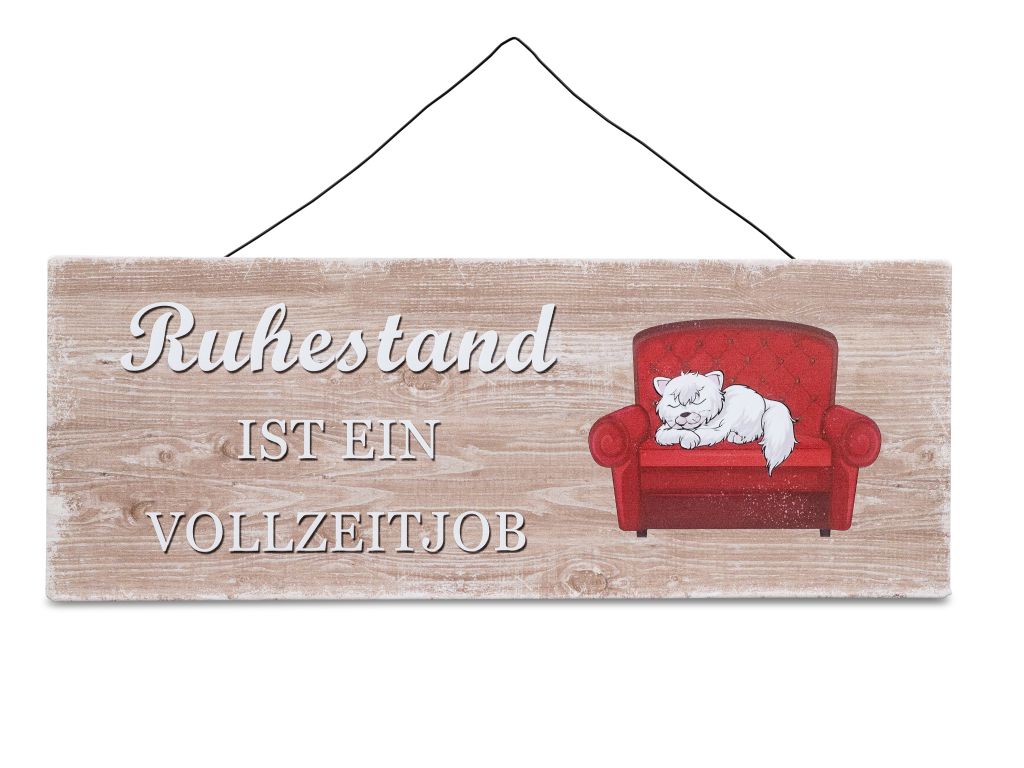 Metall-Wandbild mit Draht-Aufhängung, 40x15cm, Spruch