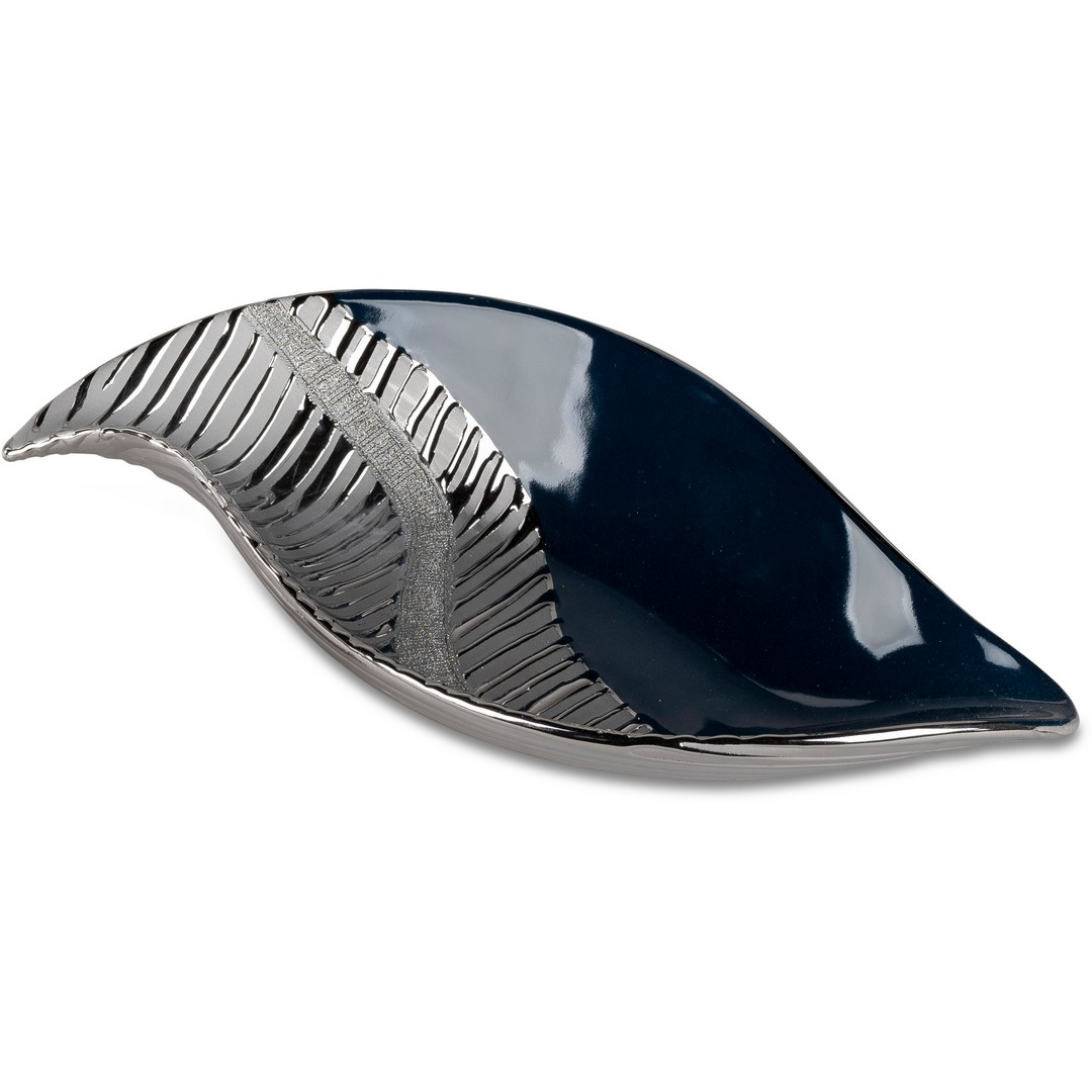 Deko-Schale 36cm Saphir-Silber