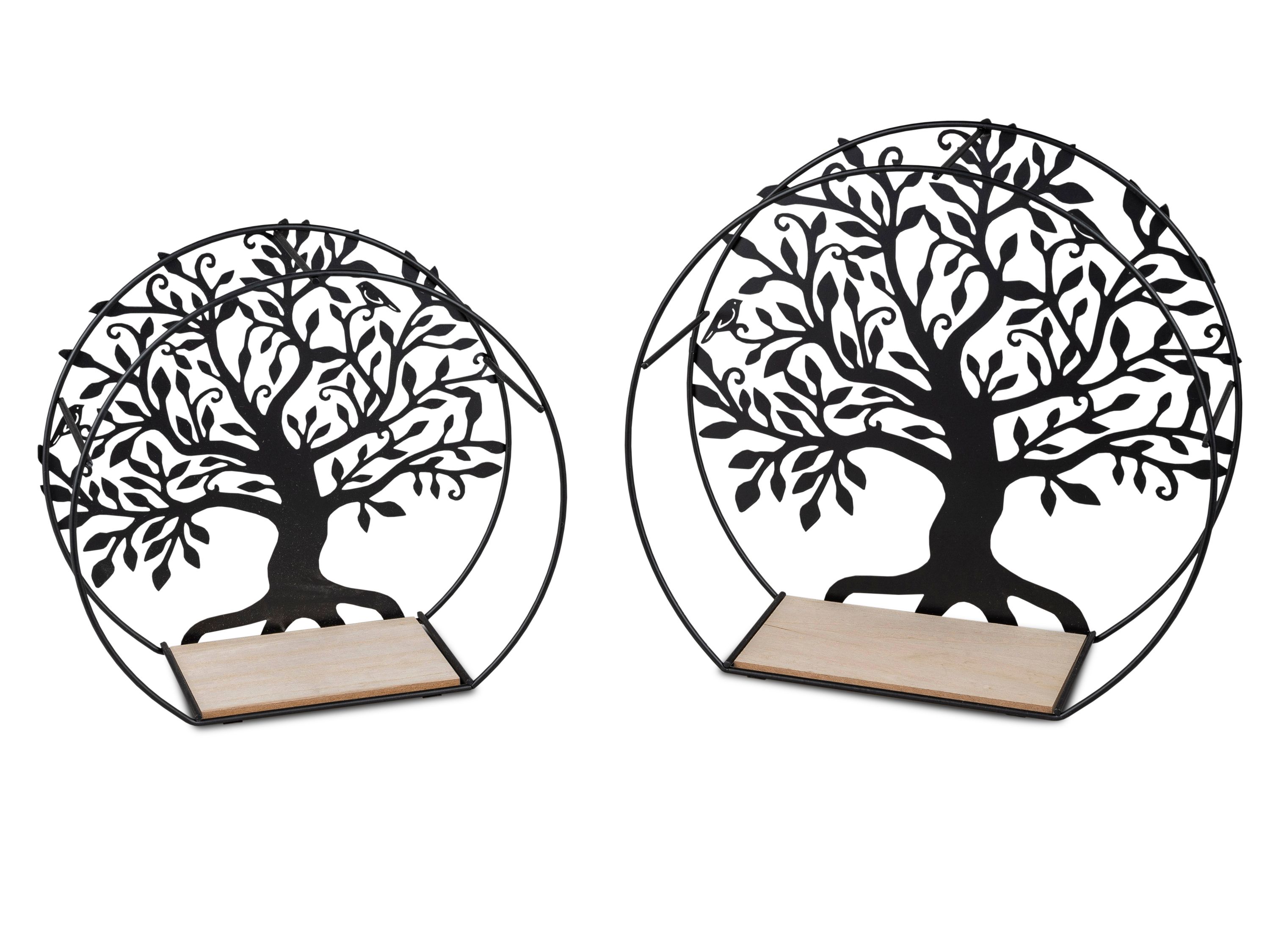 Satz 2tlg Deko Metall Kreis + Baum